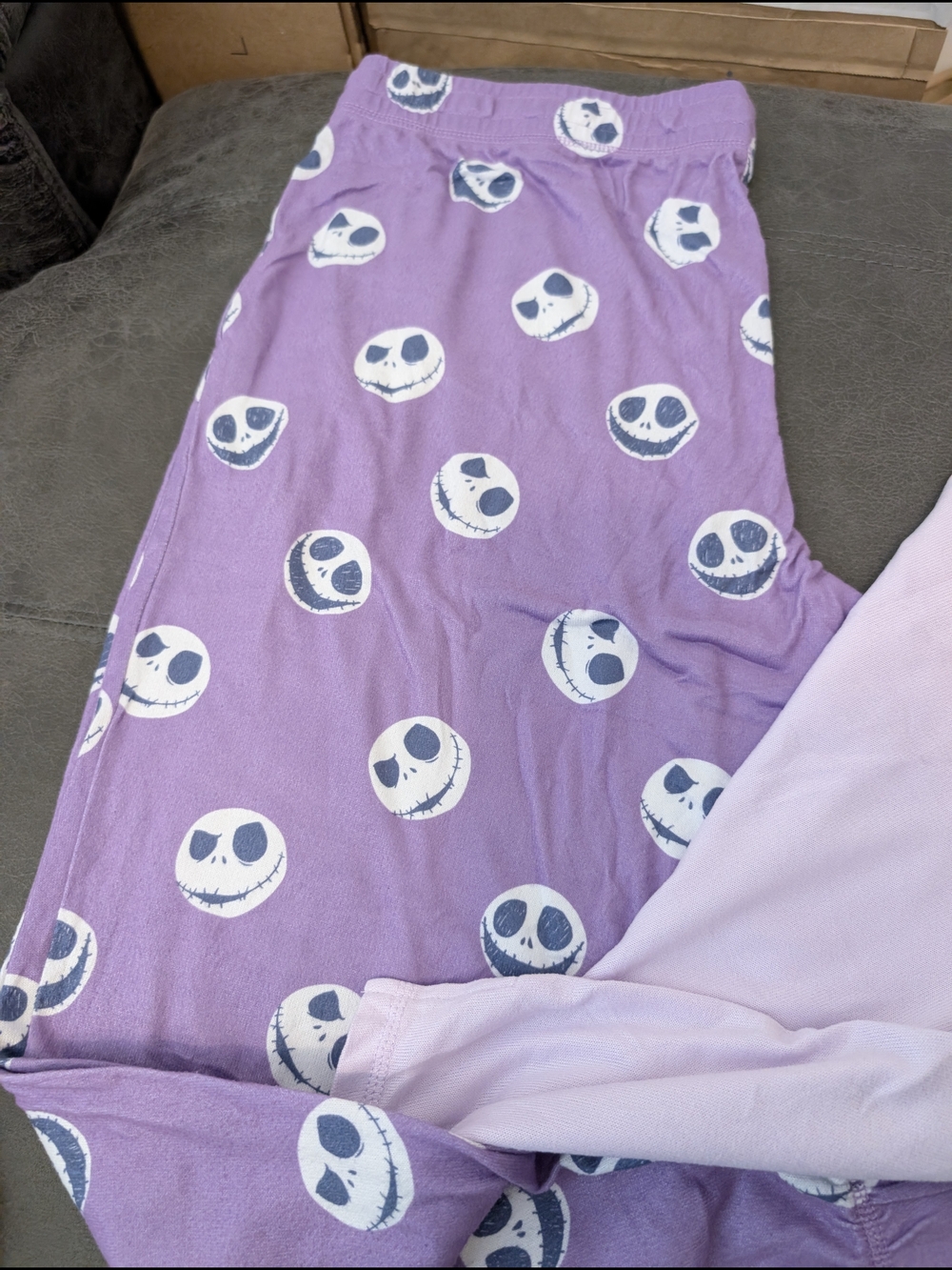 Women's Purple Jack Skeleton-Print Pajama Set with Orange Accents - Picture 5 of 6